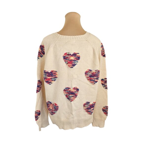 Grace & Lace Colorful Heart Patch Knit Sweater Sz M - Picture 5 of 9